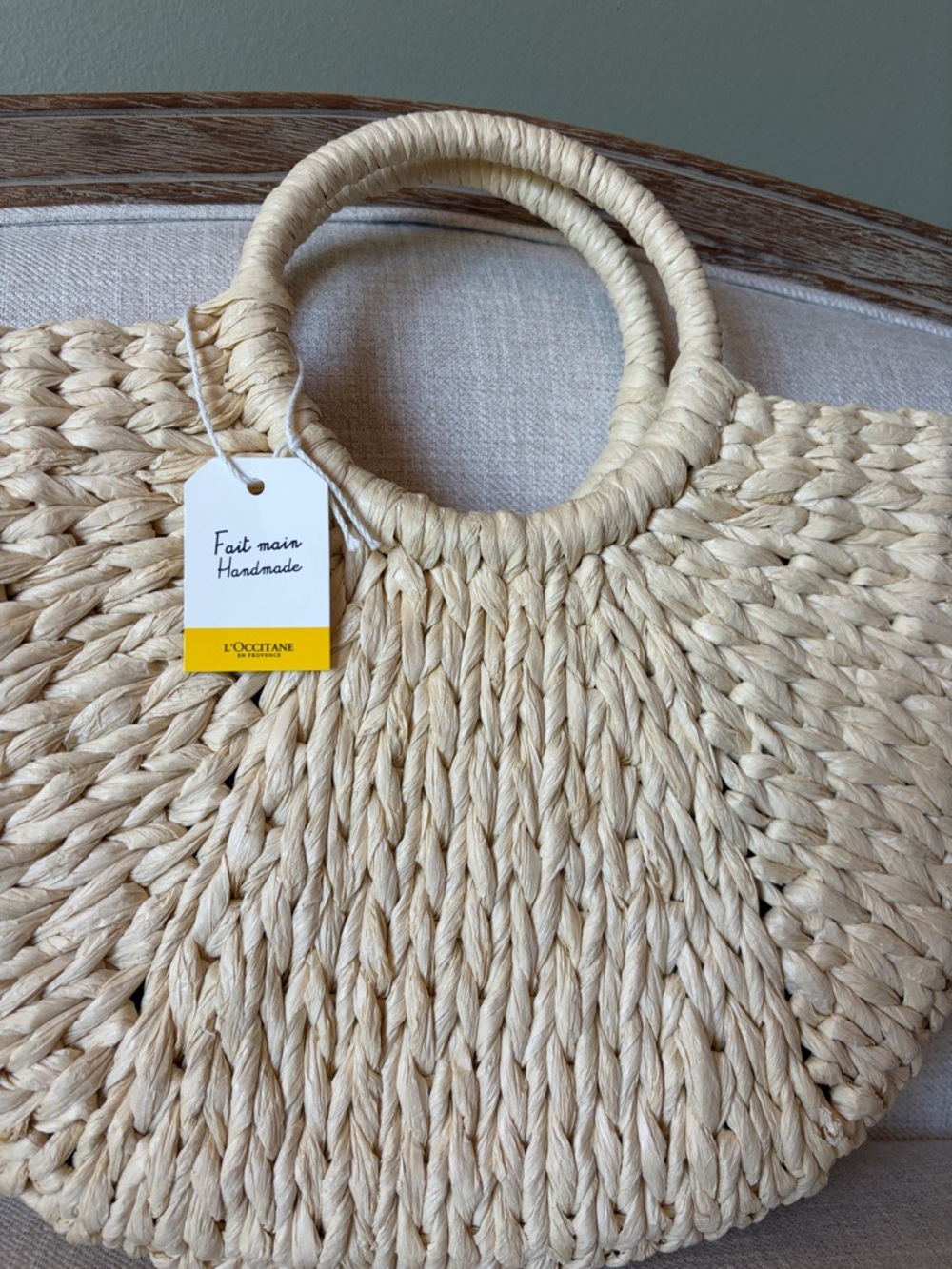 L'occitane En Provence Handmade Natural Paper Straw Tote Bag New with Tags - Picture 9 of 9